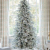 12' Queen Flock® Slim Artificial Christmas Tree With 1200 Warm White LED Lights