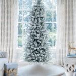 slim flocked artificial christmas tree