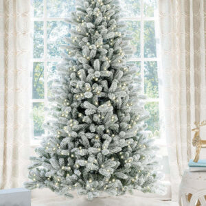 9' King Flock® Artificial Christmas Tree with 1100 Warm White LED Lights