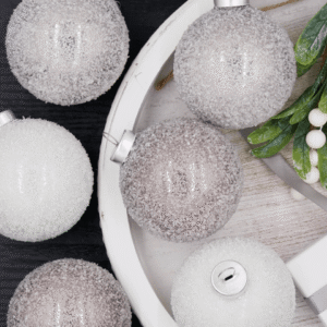 silver and white ornaments